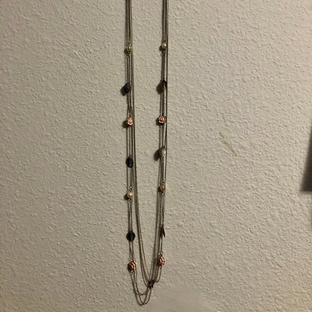 Silver rose long necklace from Forever 21